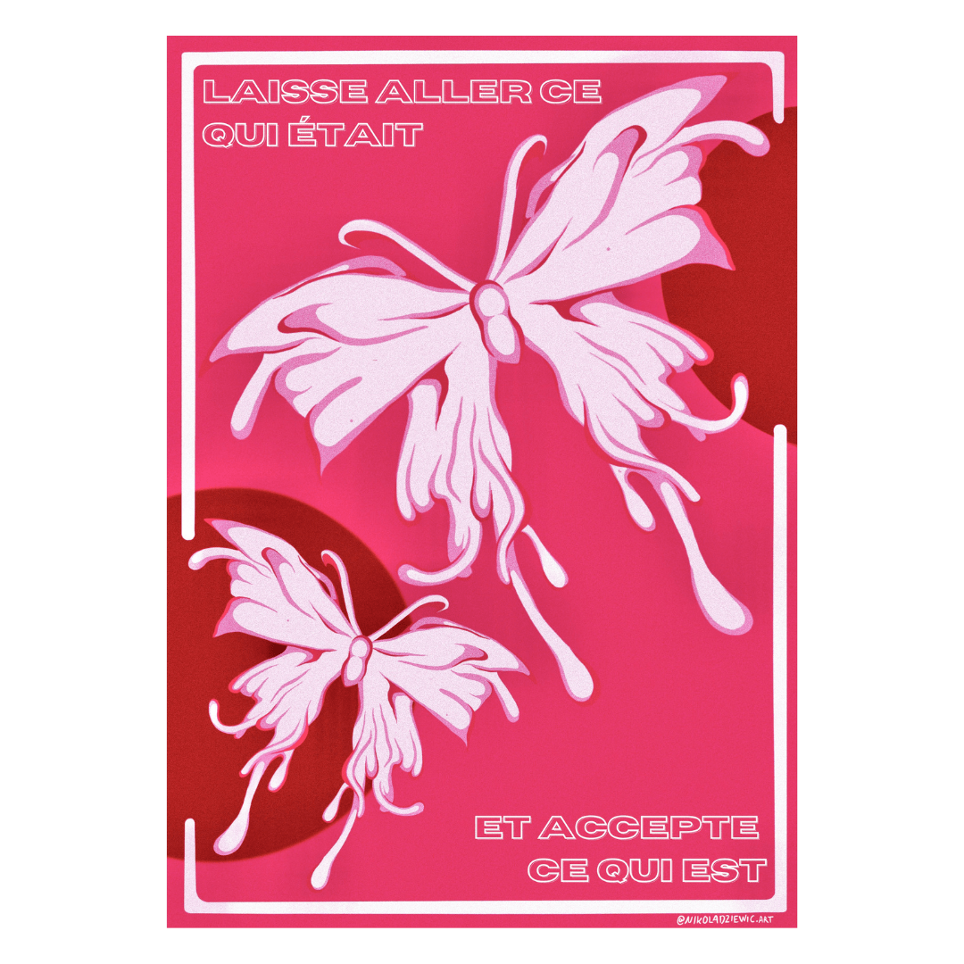 Let go of what was - pink (print) - nikola dziewic art